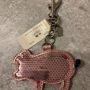 Coach Pink Sequin Pig Keychain